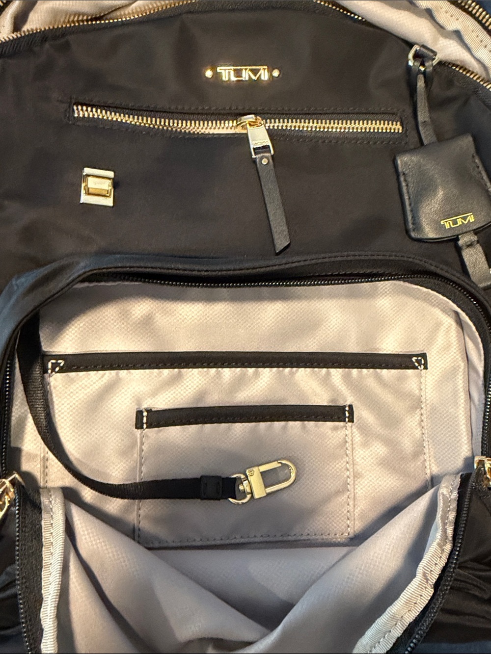 Tumi Black Nylon Backpack with Gold Accents - Picture 2 of 9